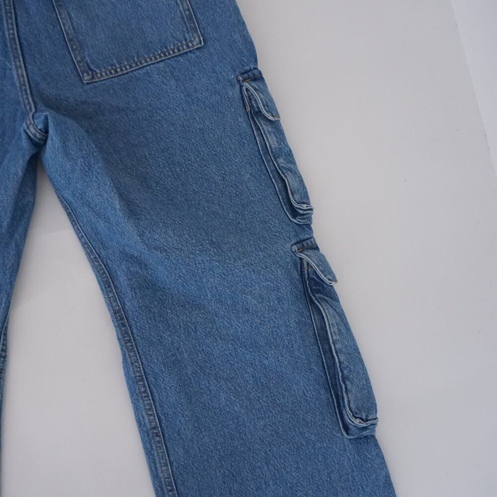 Dynamite Heidi Blue Cargo Pocket Wide Leg Jeans Utility Denim Streetwear 31 - Picture 13 of 14
